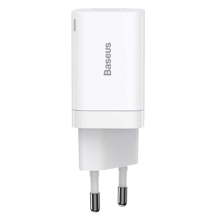 Быстрое зарядное устройство Baseus Super Si Pro USB + USB-C 30 Вт (белое)