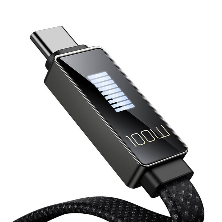 Cable Mcdodo CA-4470 USB-C a USB-C con pantalla 100W 1,2m (negro)