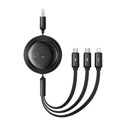 Кабель для быстрой зарядки 3 в 1 Baseus Free2Draw, USB — micro USB+USB-C+Lightning, 3,5 А, 1,1 м (черный)
