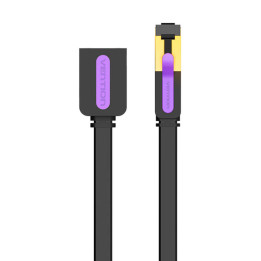 Плоский сетевой кабель-удлинитель CAT7 Vention ICBBG RJ45 Ethernet 10 Гбит/с 1,5 м Черный