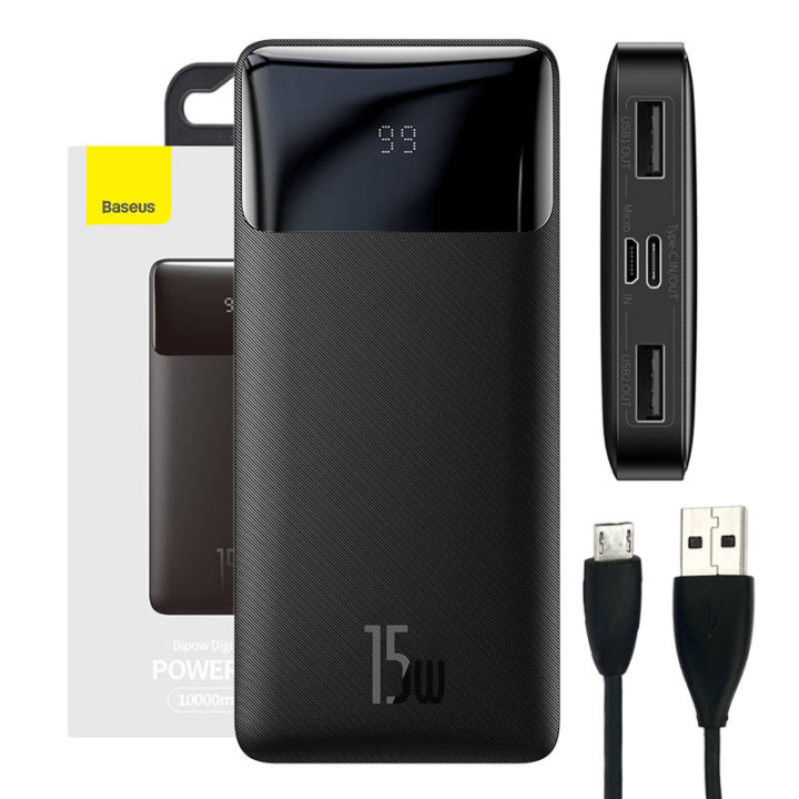 Powerbank Baseus Bipow 10000mAh, 15W (negro)