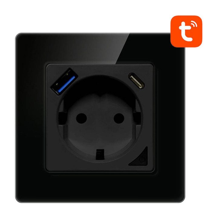 Intelligente WLAN-Wandsteckdose Avatto N-WOT10-USB-B TUYA USB USB-C (schwarz)