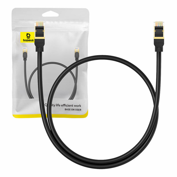 Сетевой кабель Cat.8 Baseus Ethernet RJ45, 40 Гбит/с, 0,5 м (черный)