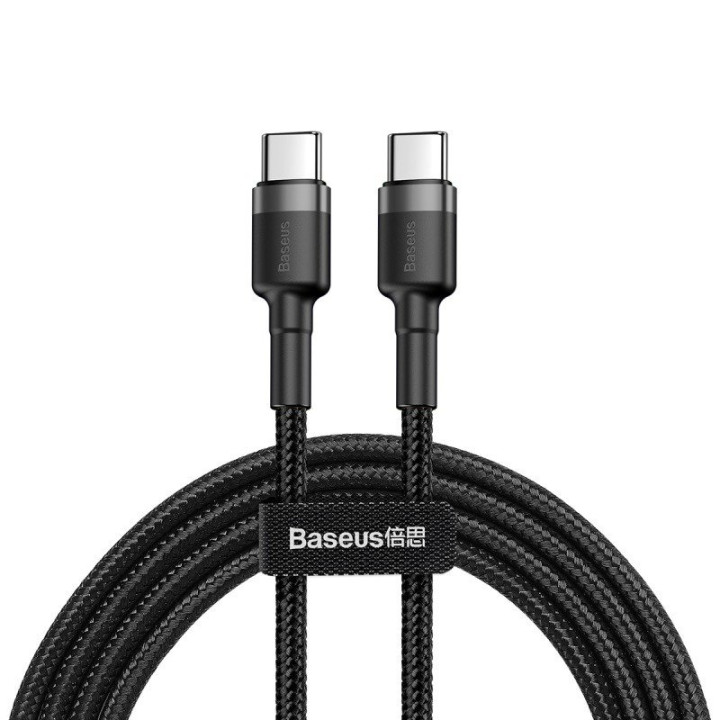 Кабель Baseus Cafule USB-C PD 2.0 QC 3.0 60 Вт 1 м (черный+серый)