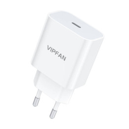 Cargador de red VFAN E04, USB-C, 20W, QC 3.0 (blanco)