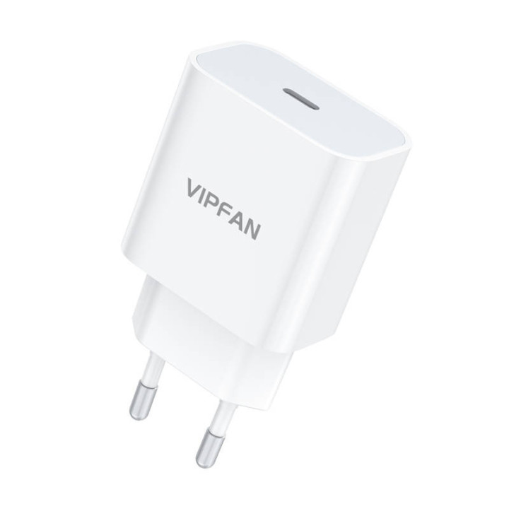 Cargador de red VFAN E04, USB-C, 20W, QC 3.0 (blanco)