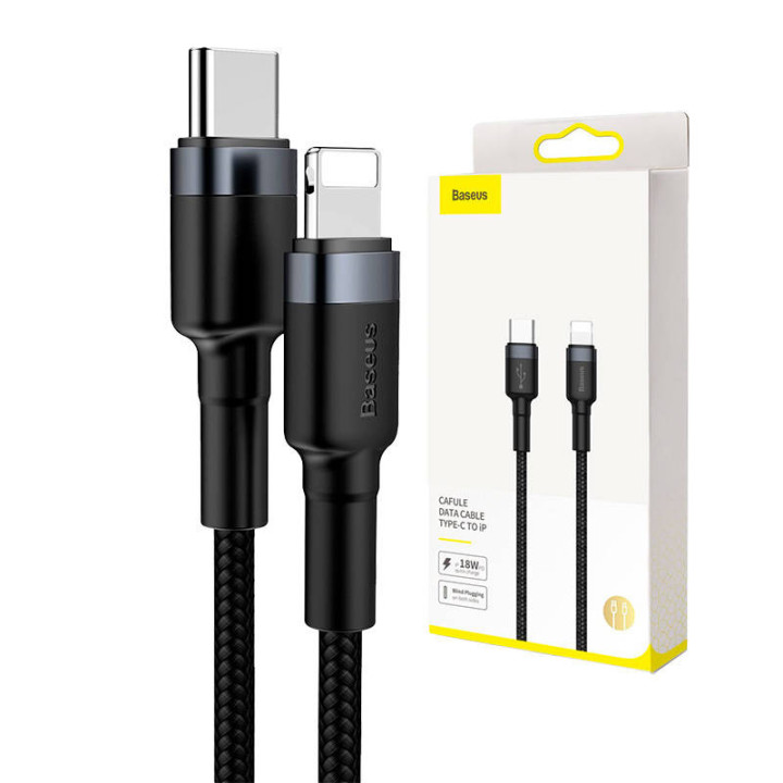 Baseus Cafule Cable Type-C a iP PD 18W 1m Gris+Negro