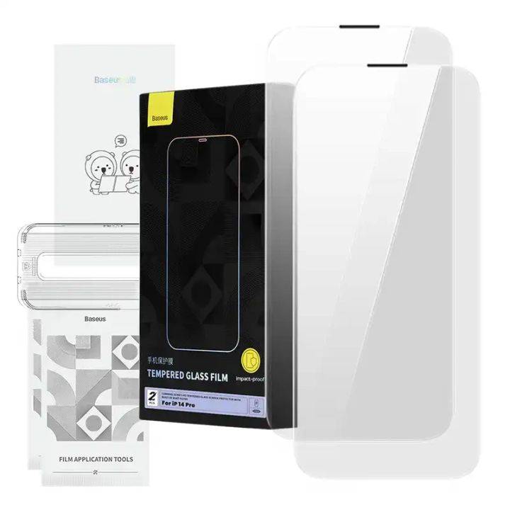 Vidrio Templado Baseus Corning para iPhone 14 Pro con filtro de polvo incorporado