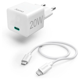 Hama mini 20W, PD, USB-C - Lightning, blanco