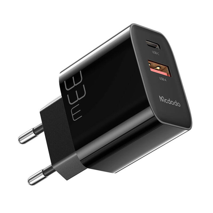Cargador GaN 33W Mcdodo CH-0921 USB-C, USB-A (negro)