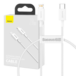 Cable Baseus Serie Superior USB-C a Lightning, 20W, PD, 0,25m (blanco)