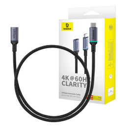 Cable de extensión Baseus Alta Definición USB-C Macho a Hembra 10Gbps, 0,5m (negro)