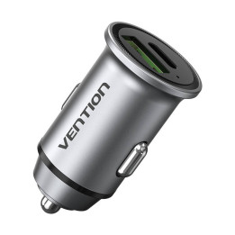 Cargador de Coche de Doble Puerto USB-A, USB-C Vention FFBH0 18/20W Gris