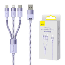 Cable USB 3 en 1 Serie Baseus StarSpeed, USB-C + Micro + Lightning 3,5A, 1,2 m (Púrpura)