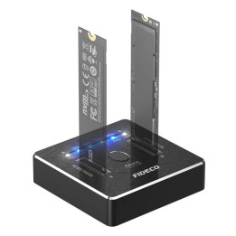 Estación de acoplamiento/clonación SSD FIDECO M2288 M.2 NVMe/SATA 20Gbps (USB 3.2, UASP, TRIM)