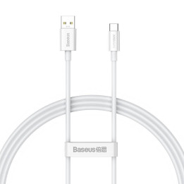 Cable Baseus Serie Superior USB a USB-C, 65W, PD, 1m (blanco)