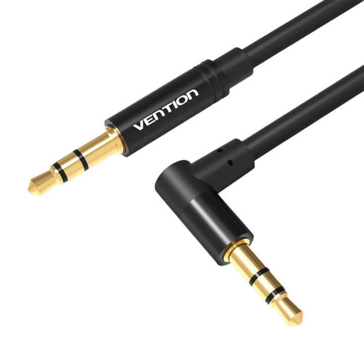 Кабель аудио 90 градусов mini jack 3,5мм AUX Vention BAKBD-T 0,5м (черный)