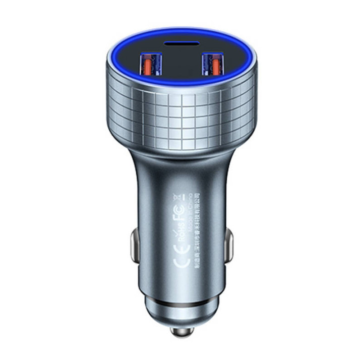 Автомобильное зарядное устройство 2x USB, USB-C Remax RCC327, 83 Вт (потускнение)