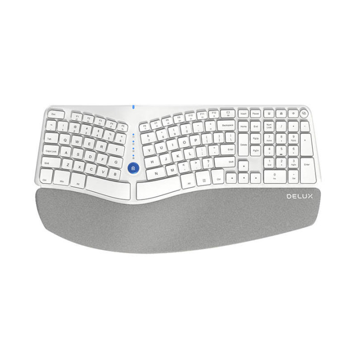 Эргономичная беспроводная клавиатура Delux GM901D BT+2.4G (белая) (QWERTY)