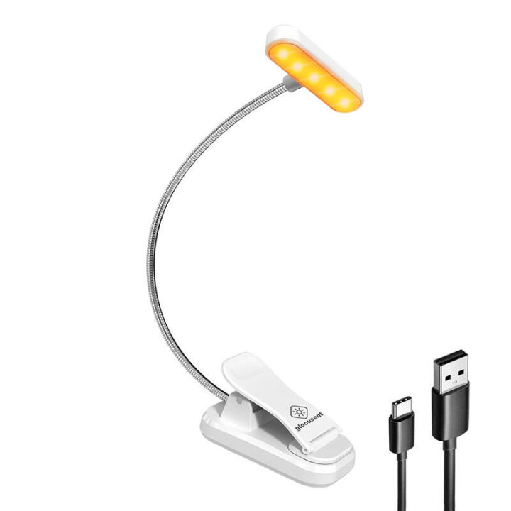 Беспроводная лампа Glocusent ET-Head GLCSNTA1806, подсветка для книг, таймер USB-C, 650 мАч, белый