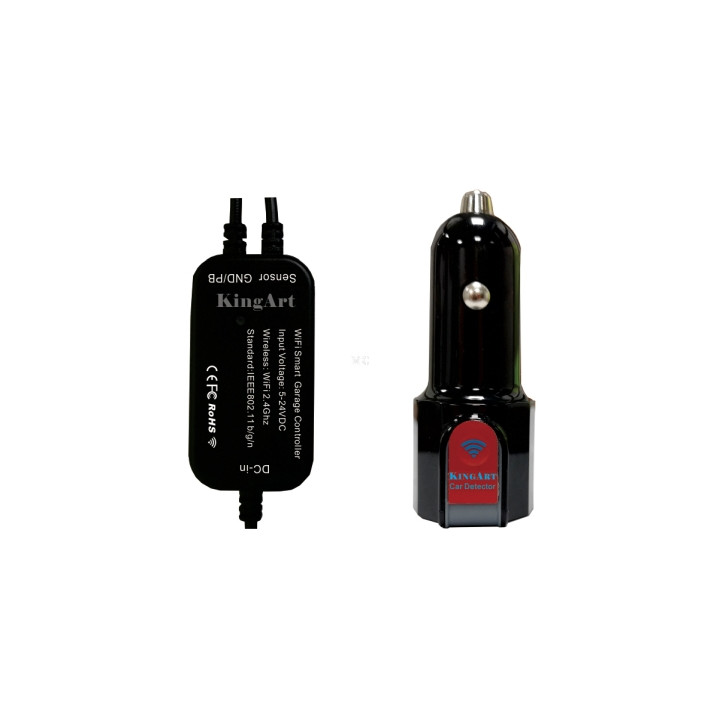 KingArt WiFi+RF garage door opener, eWeLink-compatible, with status sensor and car RF remote controller
