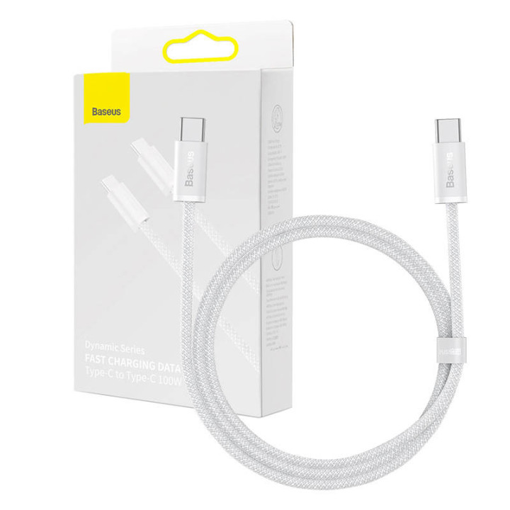 Кабель USB-C на USB-C Baseus, 100 Вт, 1 м (белый)