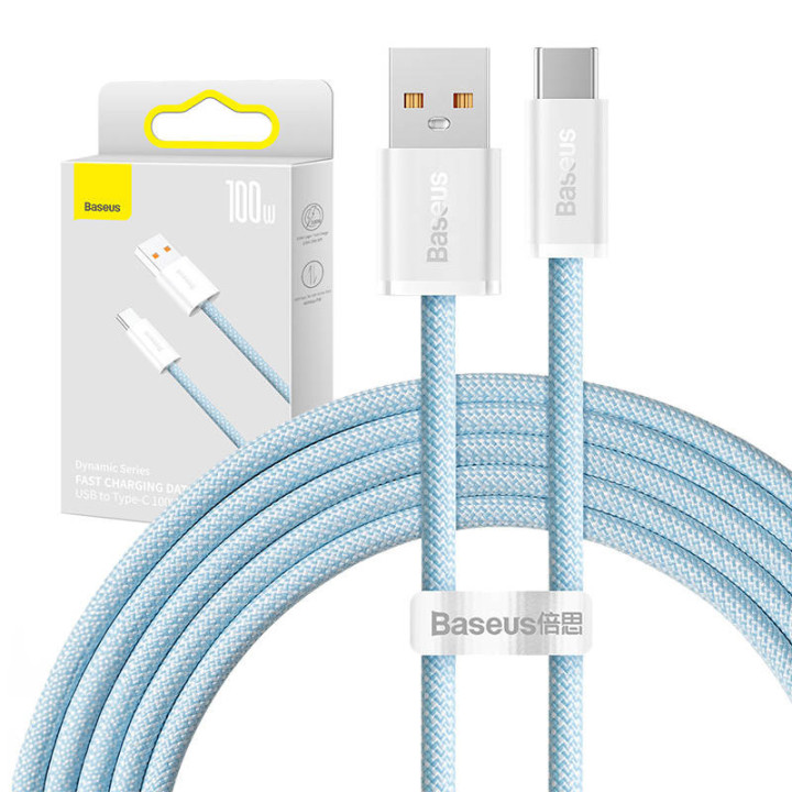 Cable USB a USB-C Baseus Dynamic Series, 100W, 2m (azul)