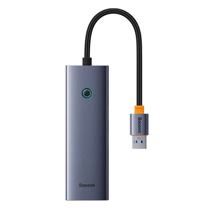 Концентратор 4 в 1 Baseus UltraJoy USB-A — USB 3.0 + RJ45 (серый космос)