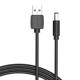 Stromkabel USB 2.0 auf DC 5,5 mm Hohlstecker 5 V Vention CEYBD 0,5 m (schwarz)