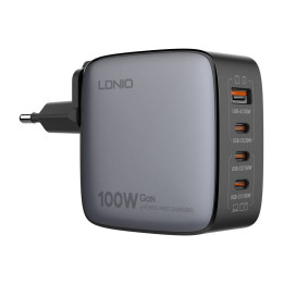 Cargador de red LDNIO Q408 100W USB-A + 3x USB-C (negro)