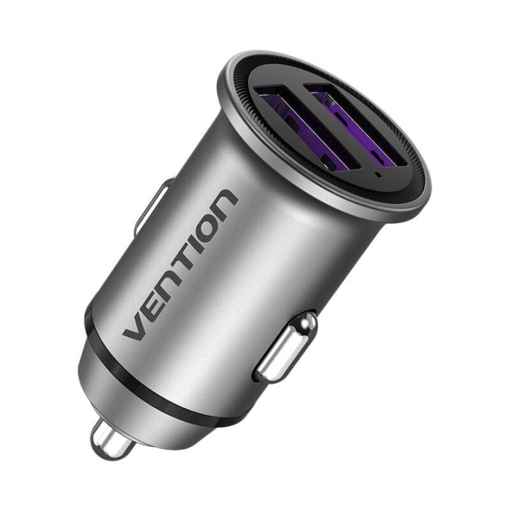 Автомобильное зарядное устройство 2x USB Vention FFEH0 30 Вт Серое