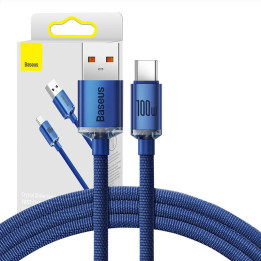 Cable Baseus Crystal Shine USB a USB-C, 5A100W1,2m (azul)