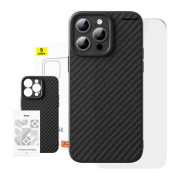 Etui Baseus Synthetic Fibre iPhone 15 Pro + szkło hartowane