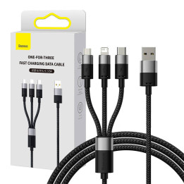Carga Rápida USB a M+L+C Baseus StarSpeed 3.5A 0,6m (Negro)