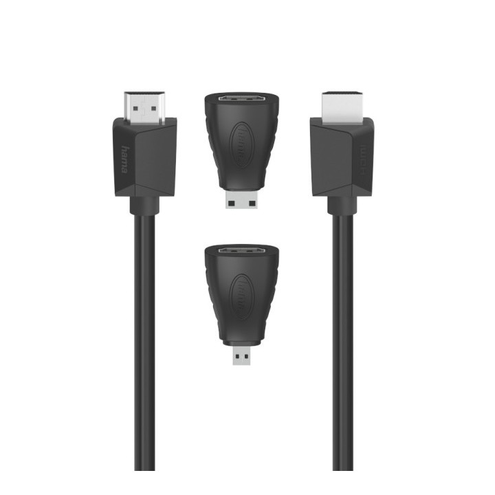 Hama HDMI 2.0B 4K, 1,5 м + переходник мини/микро HDMI