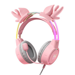 ONIKUMA X15Pro Auriculares Gaming Rosa/Cuernos de Ciervo