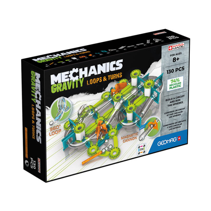 Магнитные кирпичи Mechanics Gravity Loops & Turns 130 шт. GEOMAG GEO-763