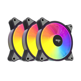 Комплект компьютерных вентиляторов 3в1 Aigo AR12 ARGB 120x120 (черный)