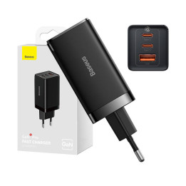Cargador de pared Baseus GaN5 Pro 2xUSB-C + USB, 65W (negro)