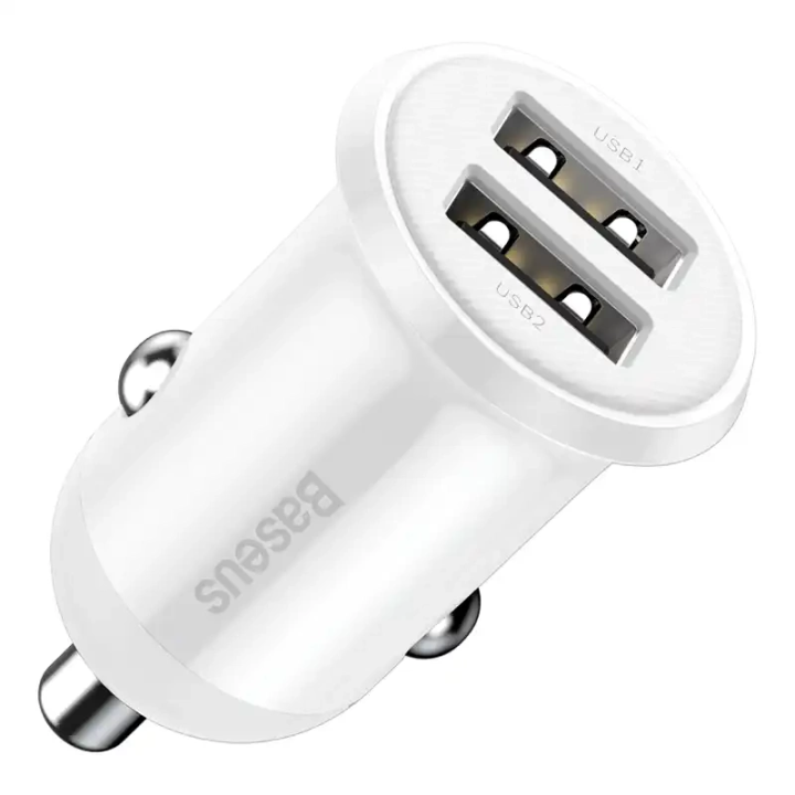 Cargador de coche Baseus Grain Pro 2x USB 4.8A (blanco)
