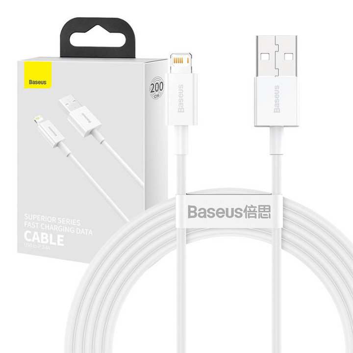 Cable Baseus Serie Superior USB a iP 2.4A 2m (blanco)