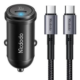 Cargador de coche McDodo CC-7493 65W con cable mini USB-C blanco con chip E-mark 1m 100W (negro)