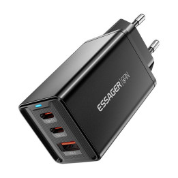 Cargador de pared, Essager, ECTAC-KSB01-Z, GaN, 2xUSB-C, USB-A, 67W (negro)