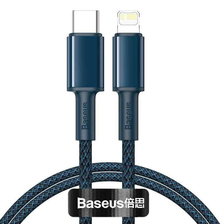 Cable trenzado de alta densidad Baseus tipo C a Lightning, PD, 20 W, 1 m (azul)