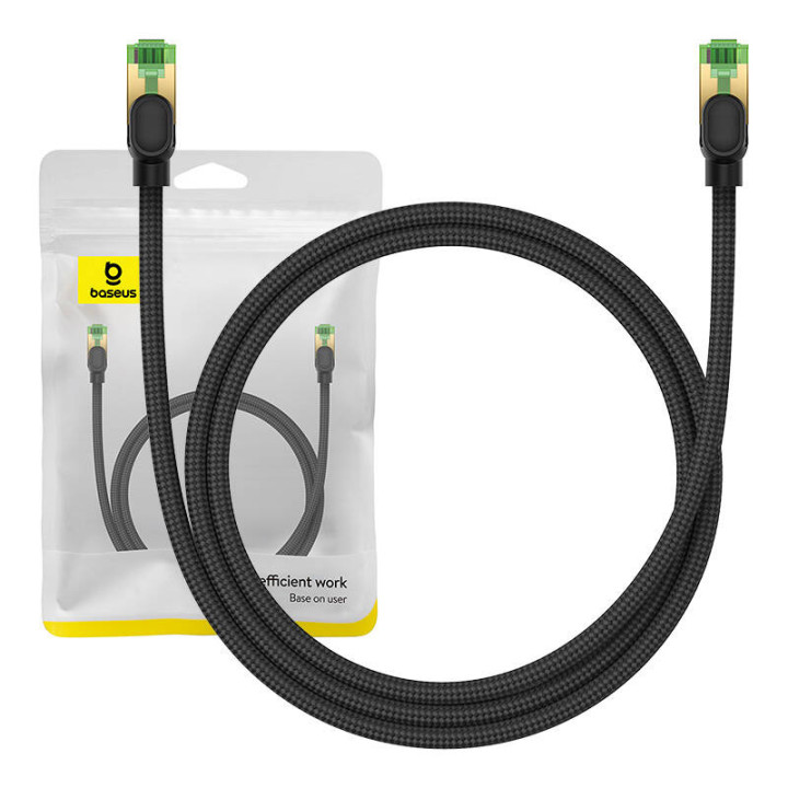 Сетевой кабель в оплетке Cat.8 Baseus Ethernet RJ45, 40 Гбит/с, 1 м (черный)