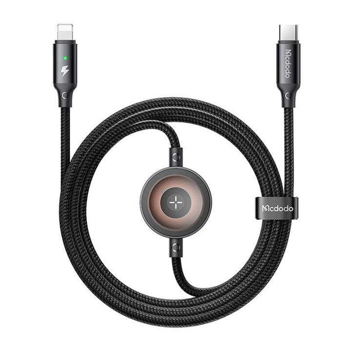 Mcdodo CA-5680 Cable USB-C a Lightning 2 en 1 + cargador Apple Watch, 36W, 1,5m