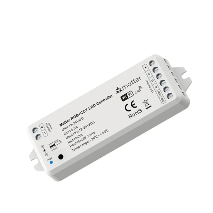 Kontroler LED COB RGB+CCT 5*3A Seria SD RF Matter WiFi Homekit Google Home