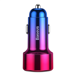 Cargador de coche Baseus Magic USB + USB-C QC 4.0 PD 45W (rojo-azul).