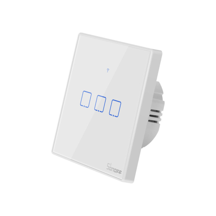 Sonoff TX T2 EU 3C 3-Gang Smart WiFi + RF Wand-Touch-Lichtschalter (weiß, mit Rahmen)