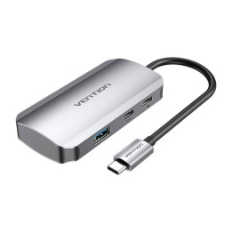 Док-станция USB-C — USB-C, 3x USB3.0, PD 0,15 м Vention TNDHB, серый